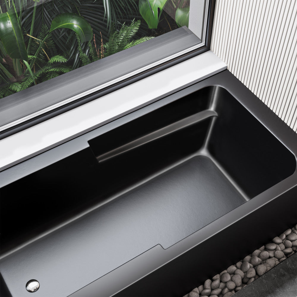 Swiss Madison Voltaire 60" x 30" Left-Hand Drain Alcove Bathtub with Apron in Matte Black | SM-AB541MB