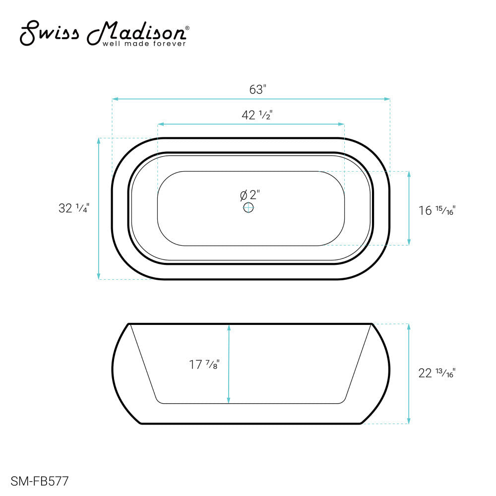 Swiss Madison Plaisir 63" Freestanding Bathtub | SM-FB577