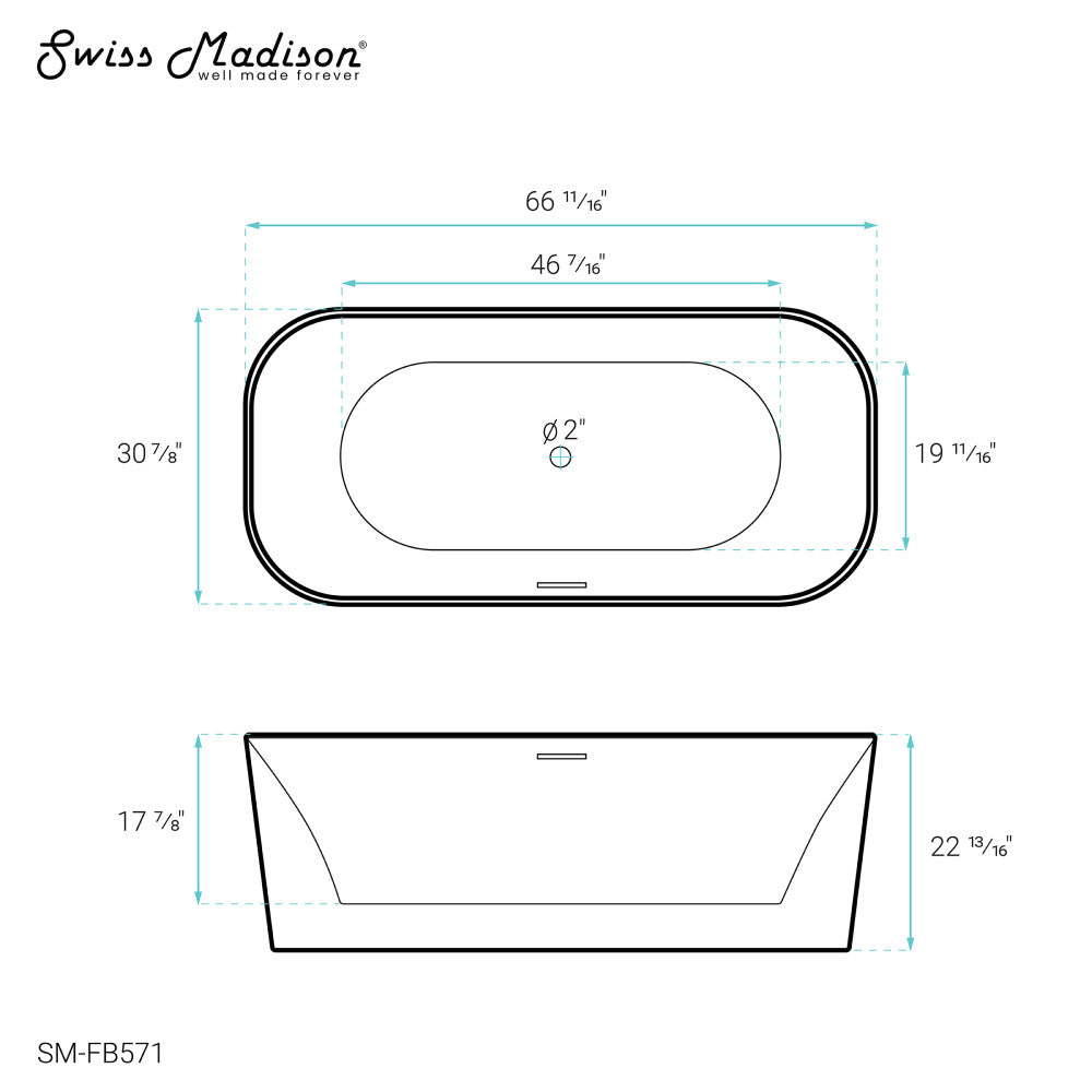 Swiss Madison Concorde 67" Freestanding Bathtub | SM-FB571