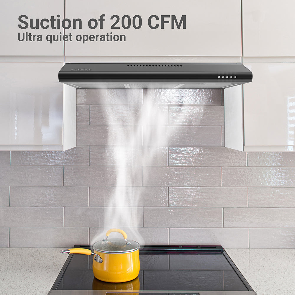 CIARRA 30" 200 CFM Under Cabinet Convertible Range Hood in Black