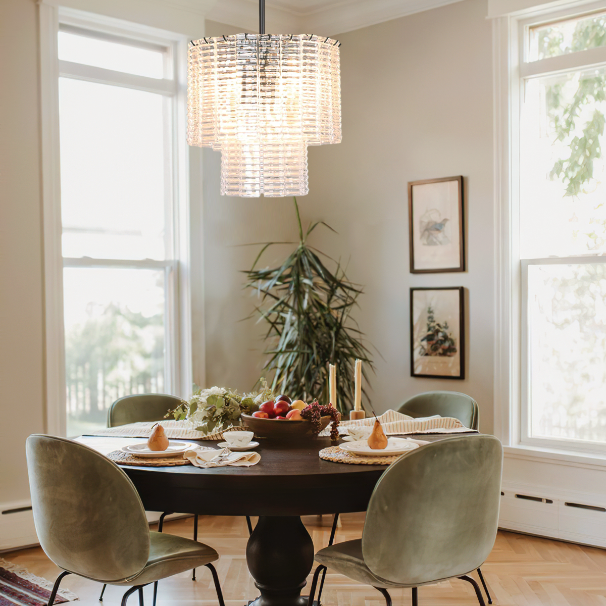 Guts Round Glass Tile Chandelier