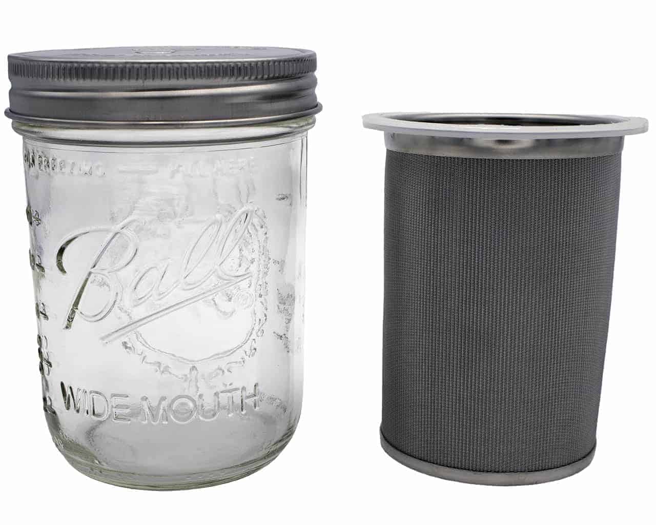 Cold Brew Coffee and Tea Maker Stainless Steel Filter with Mason Jar (32 oz)