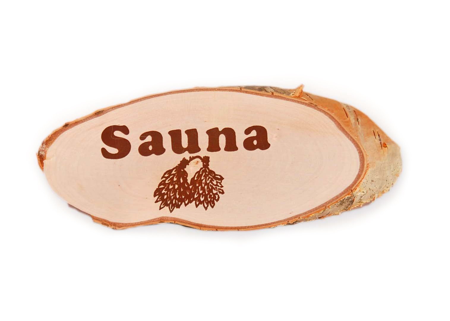 Sauna Birch Bark Sign (4″ x 8″ oval)