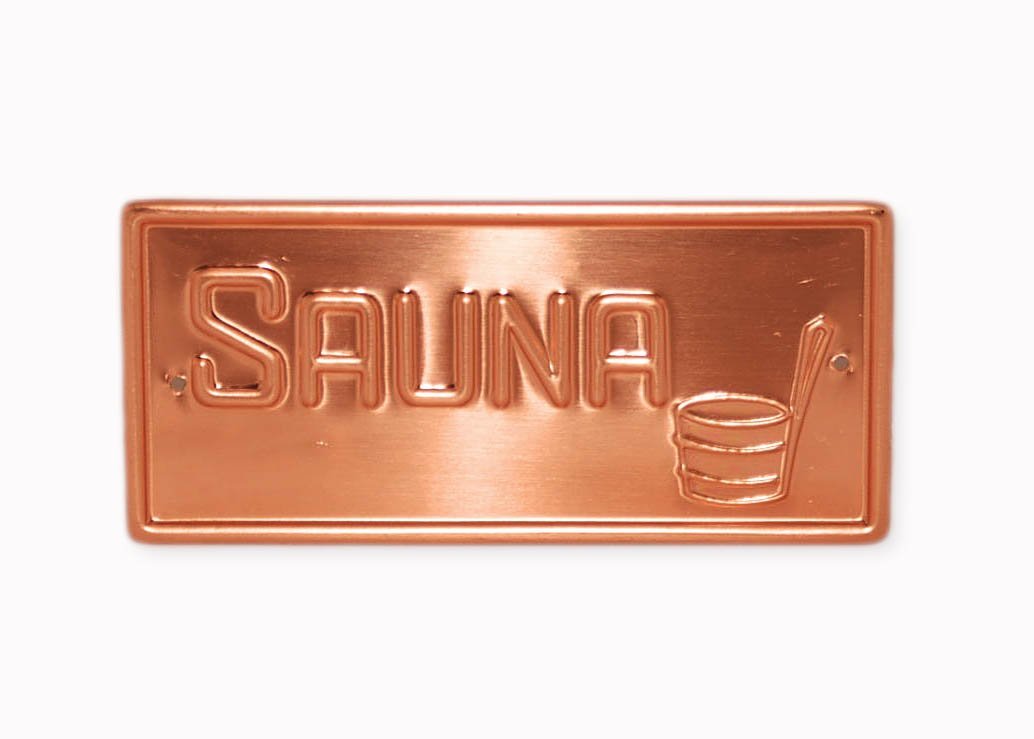 Copper Sauna Sign with Bucket Design (4 3/8″ x 2″)