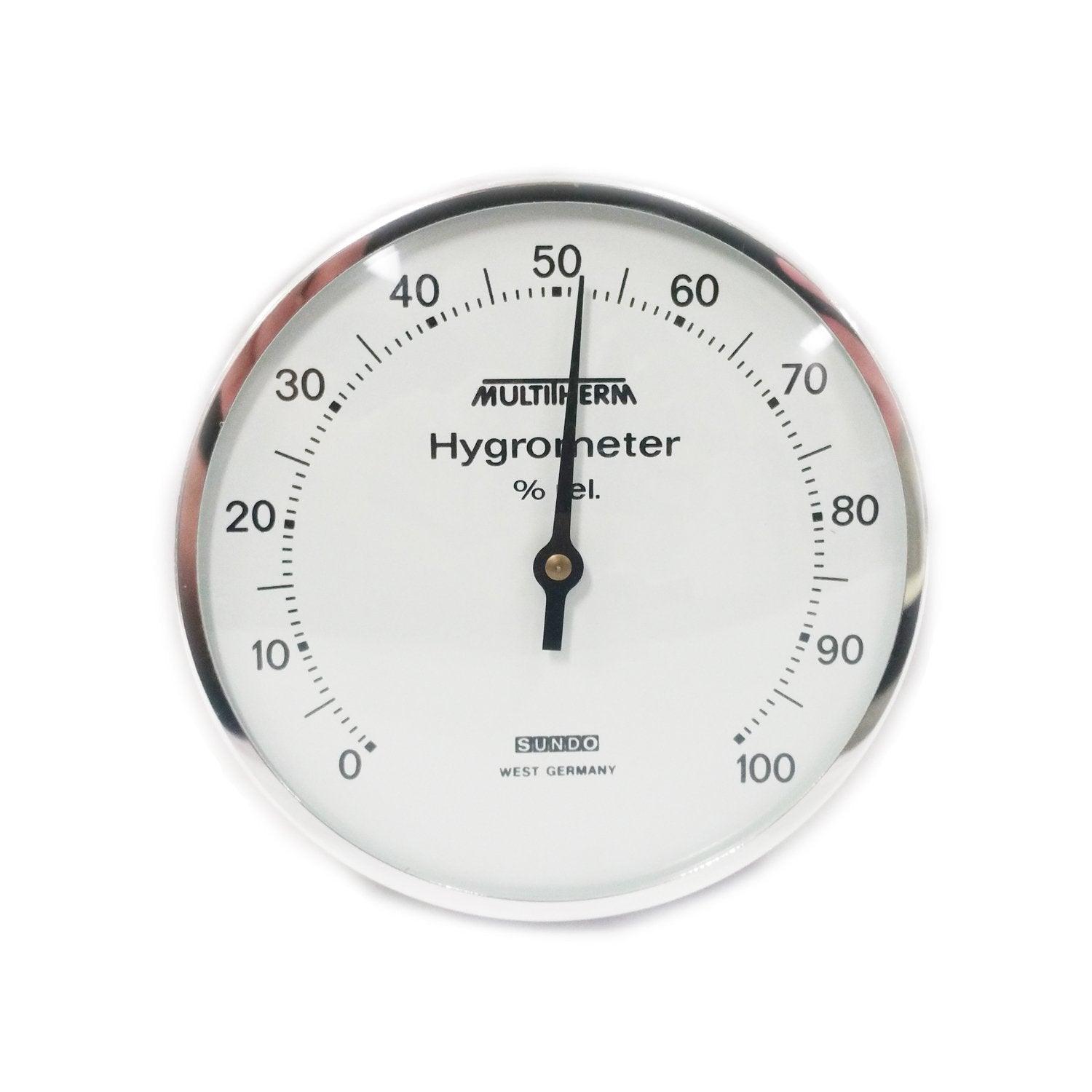 Glass Hygrometer with Silver Rim (4″ diameter)