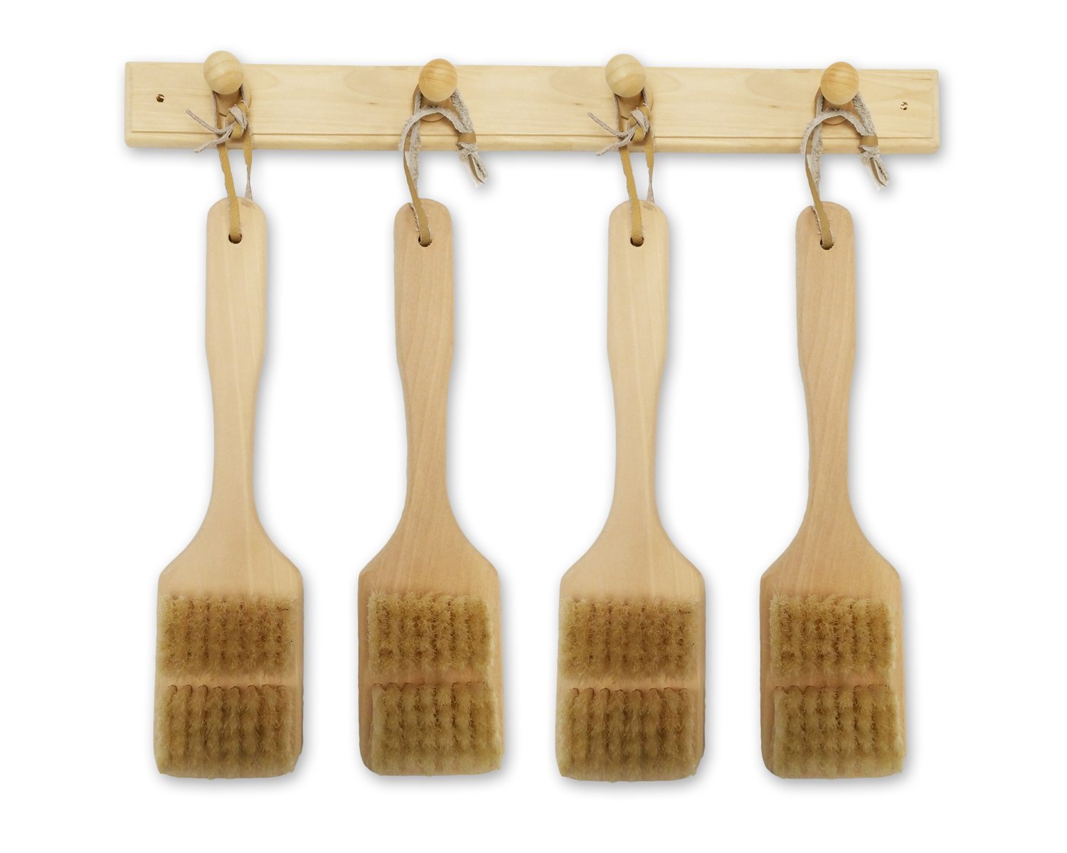 4 Bath Brush Set with 4-Peg Towel Hanger