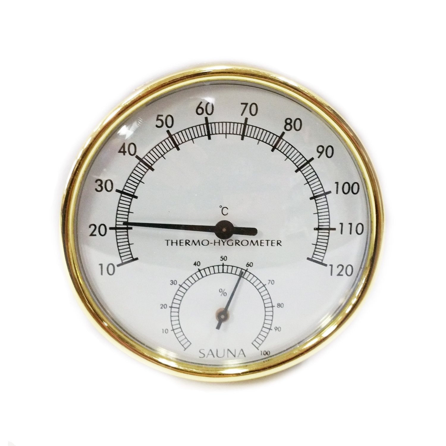 Gold Rimmed Thermometer/Hygrometer 4&#8243;Diameter (Celsius only)