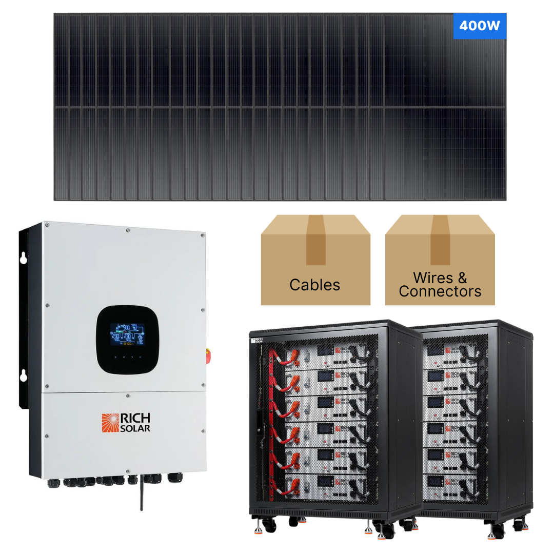 Rich Solar Off-Grid Solar Kit | 6,500-13,000W Output - 14,400-57,600Wh Capacity | LiFePO4 Server Rack Battery Bank | Choose a Bundle