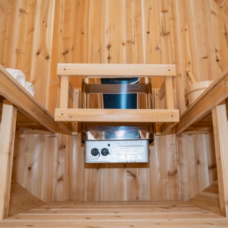 Canadian Timber Harmony Barrel Sauna (4 Person) Saunas Dundalk LeisureCraft Harvia KIP 6KW Electric Heater ($840.00) Yes (+$260.00)